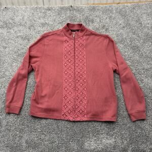 Cottagecore Sweater Womens Size XL Grandmacore Feminine Full Zip Lace Overlay